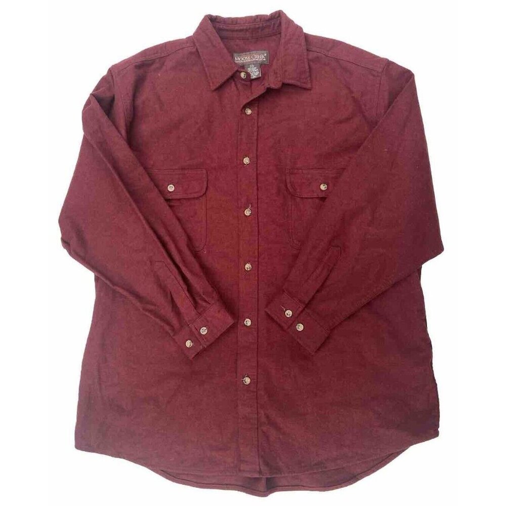 Moose Creek Button Up Shirt Adult 2XL Red Flannel Long Sleeve Heavy Mens